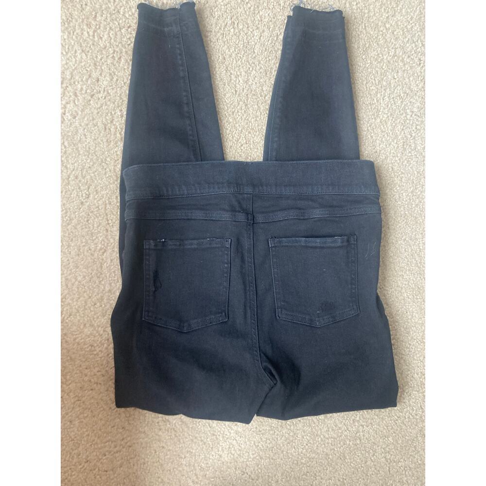 EUC Spanx Distressed Denim Skinny Pant Jeans Rip Black Medium - Picture 7 of 10